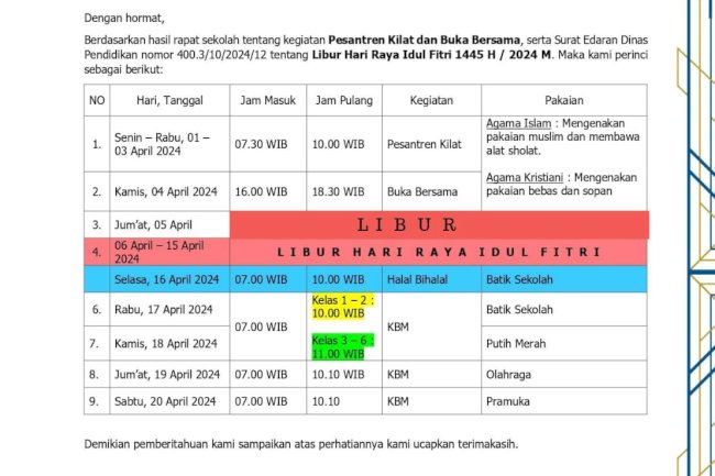 EDARAN KEGIATAN SEKOLAH