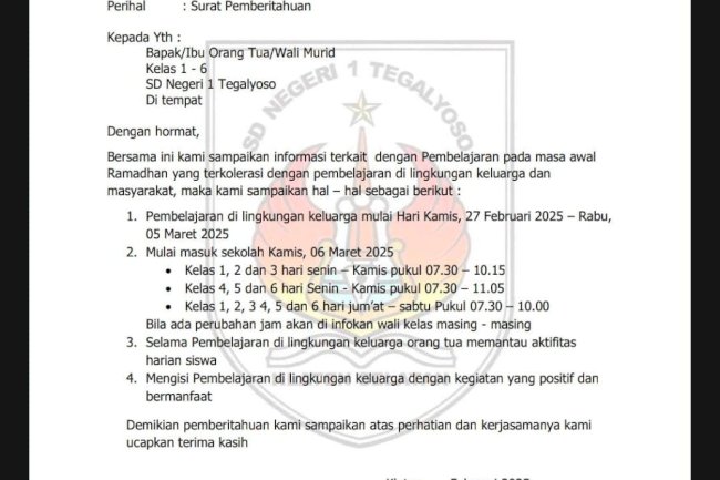 Edaran Pembelajaran