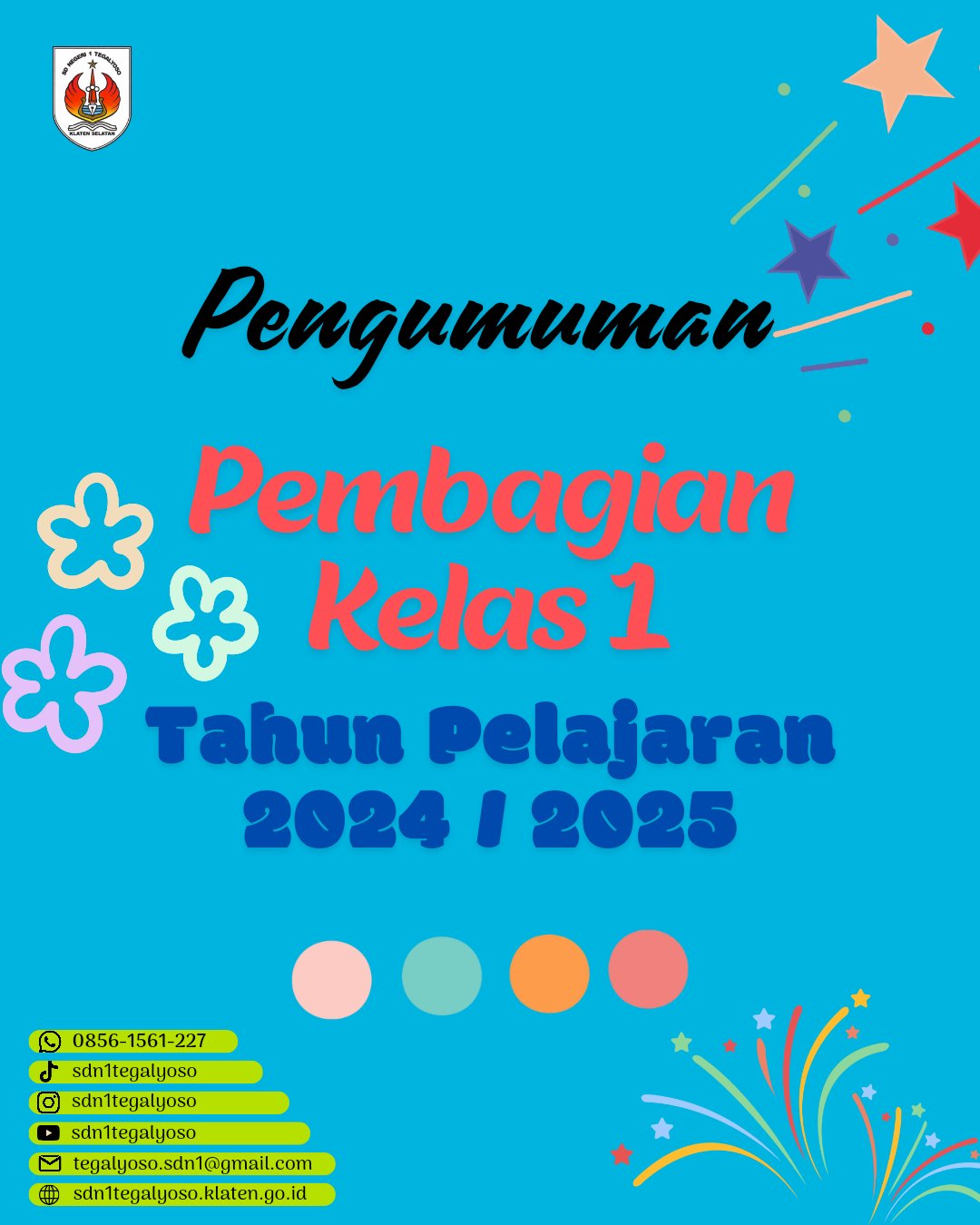 Pengumuman Pembagian Kelas 1 Tahun Pelajaran 2024/2025