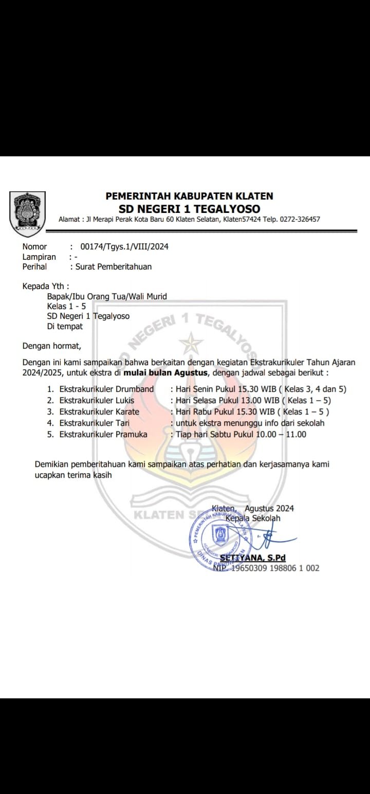 Jadwal Ekstrakurikuler