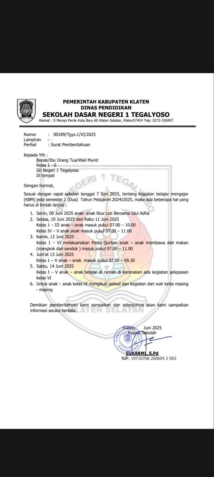 Edaran Jeda Semester